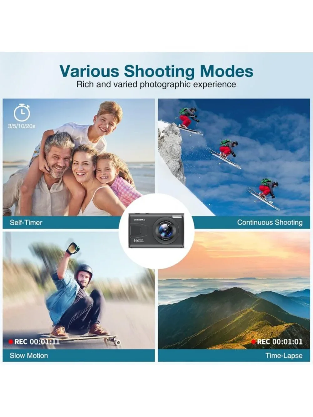 64MP 4K Digital Camera with 18X Zoom, LCD Screen, Anti-Shake, Vlogging Kit